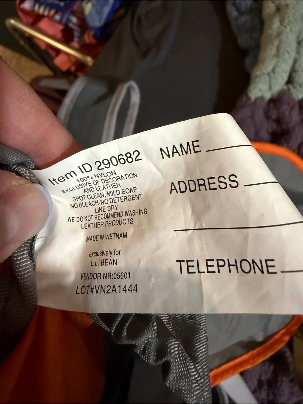 L.L. Bean Bright Orange Backpack with Gray Accents